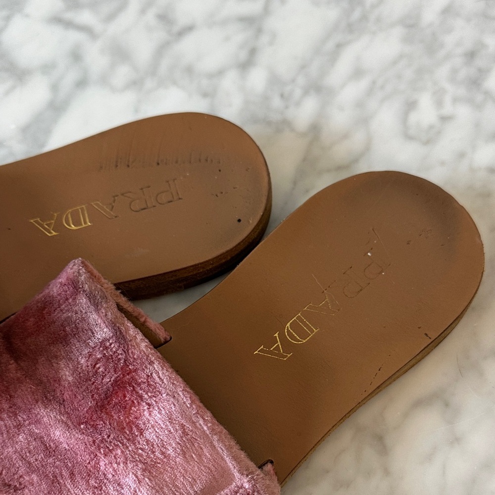 Prada Pink Velvet Slide Sandals - Picture 3 of 3